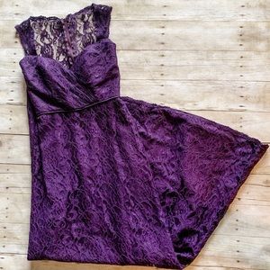 Alfred Angelo Lace Bridesmaid Dress in Eggplant